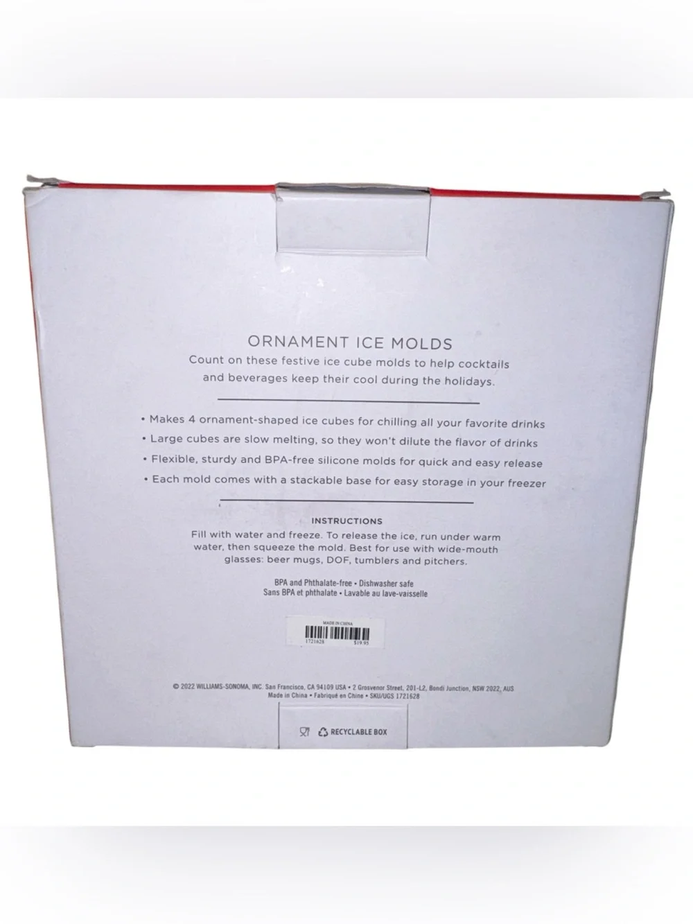 Williams Sonoma Ornament Ice Molds (Set of 4)